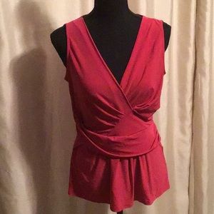Tahari pink peplum top
